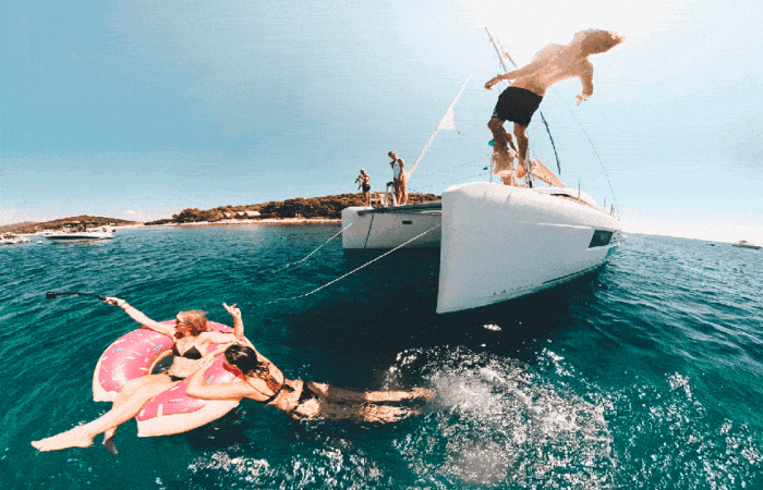 People are having a full day of fun on Catamaran charters in Malta