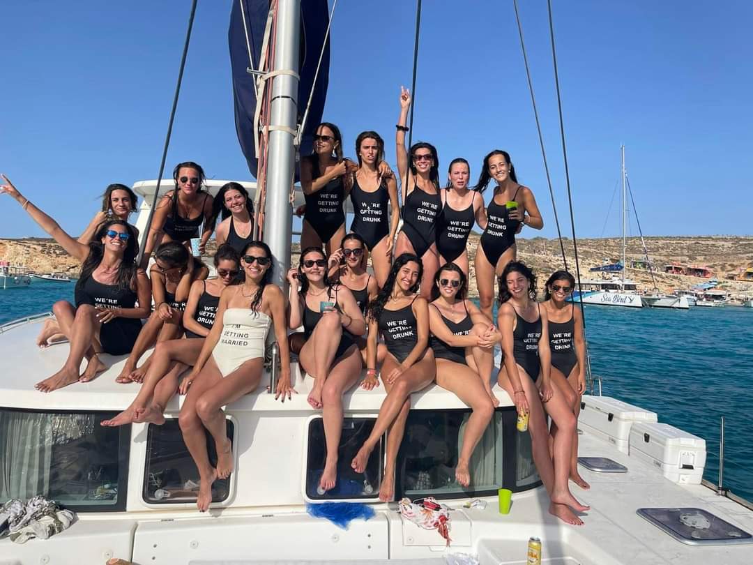 Hens party on board the catamaran charter boat in Malta